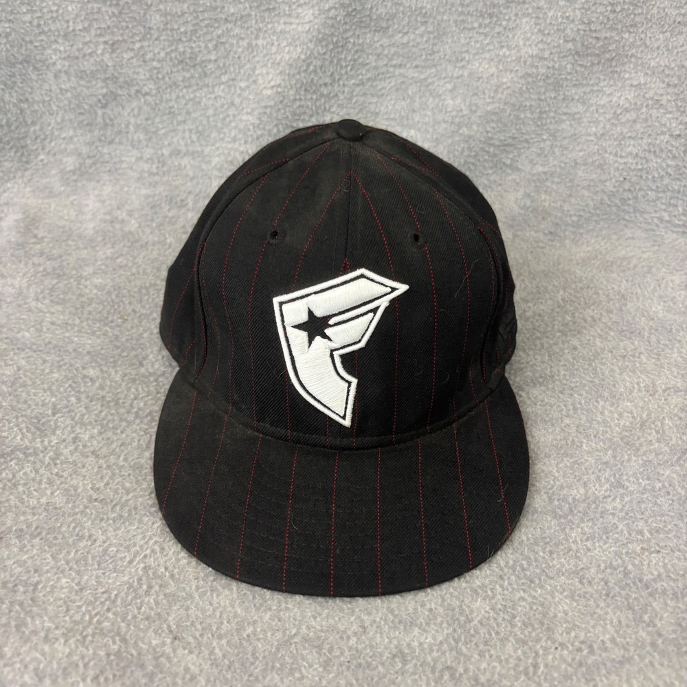 Famous Stars and Straps New Era Hat Mens 7 3/8 Black Red Pinstripe 59FIFTY
